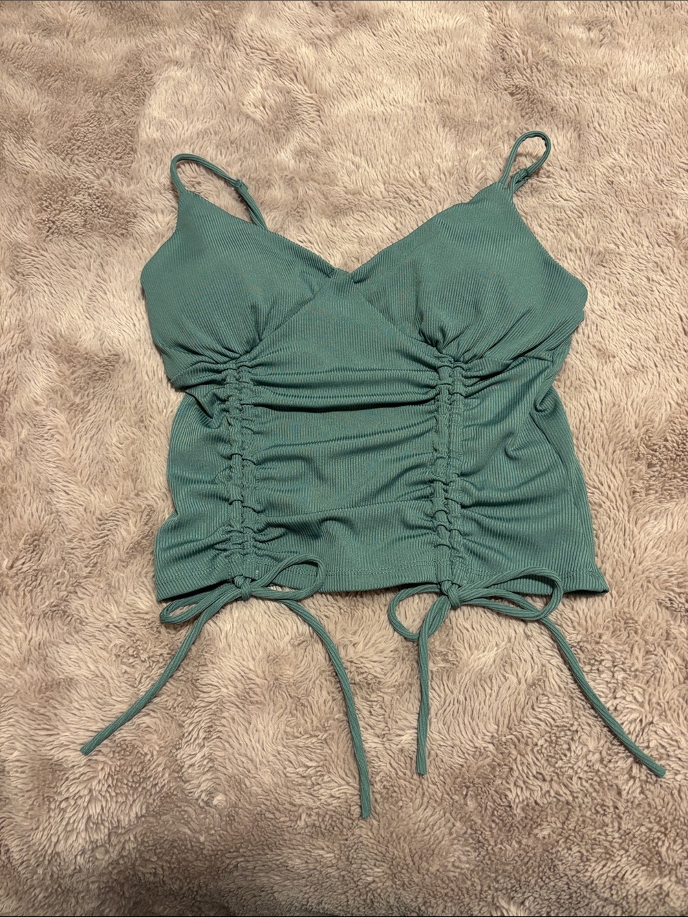 Forever 21 Teal Ruched Cami Tank Top
